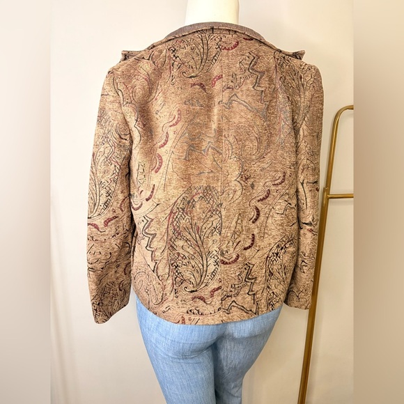 Harve Benard Brown Cropped Blazer with Snakeskin Print - Picture 3 of 12